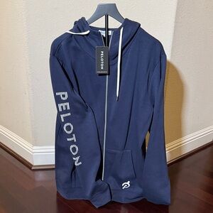 Peloton Men’s Zip Hoodie -Dark Blue with White Accents, XL